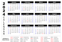 2024 Calendar With Holidays